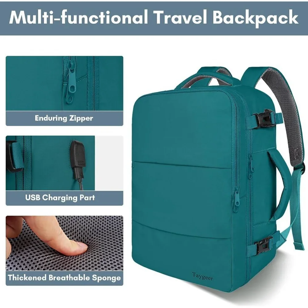Taygeer Women's Peacock Blue Travel Backpack Carry On 15.6inch Laptop Backpack
